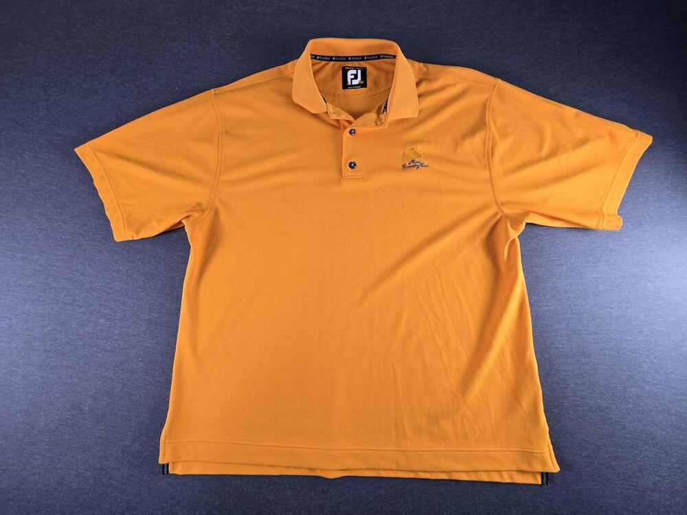 FootJoy Polo Shirt Mens Large Gold Solid ProDry Pique Golf Maui Country Club
